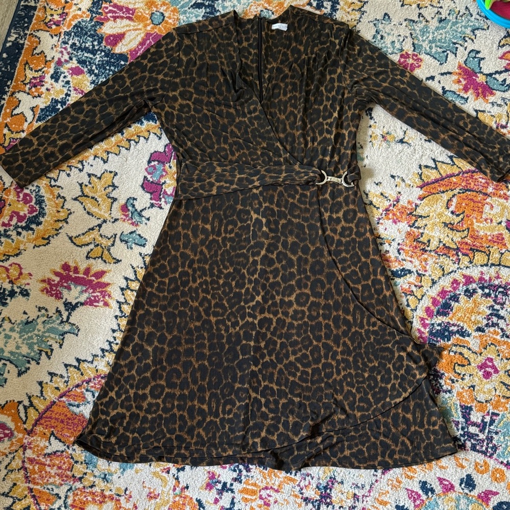 New York & Company Brown and Black Animal Print Top